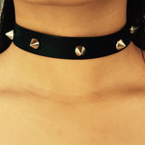 Spike Rivet Silver Choker