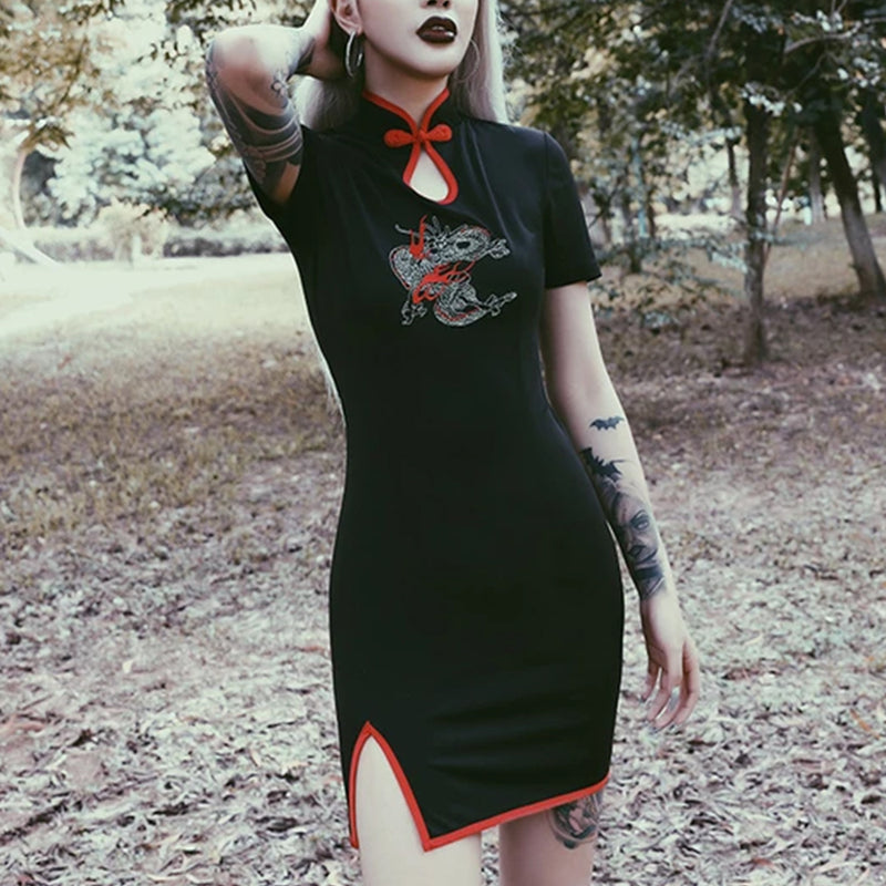 Embroidery Splice Hollow Out Dress