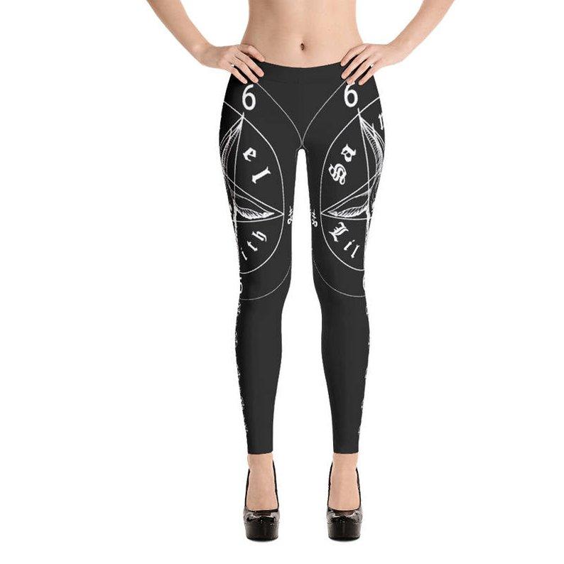 Satanic Pentagram Black Printed Leggings