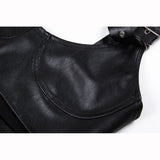 Punk Black Leather Mini Bodycon Dress