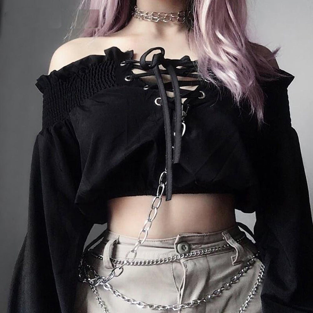 Hollow Out Pleated T-shirts