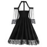 Romantic Gothic Cold Shoulder Lace Mesh Dress