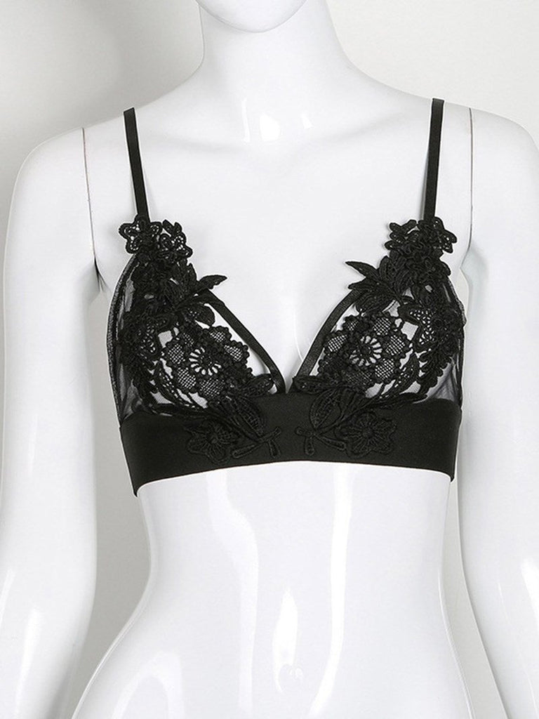 Gothic Sexy Lace Bra Flowers Push Up