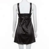 Punk Black Leather Mini Bodycon Dress