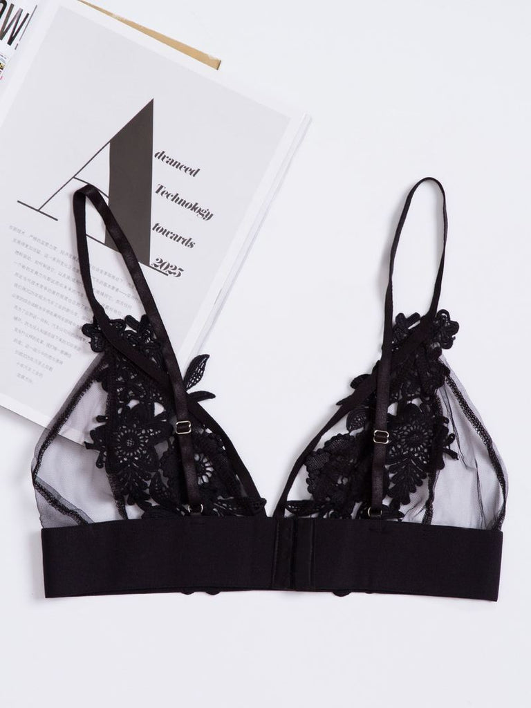 Gothic Sexy Lace Bra Flowers Push Up