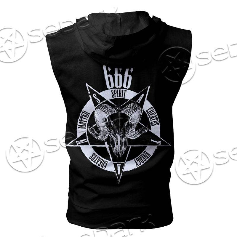 Satanic 666 Zip-up Sleeveless Hoodie
