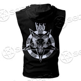 Satanic 666 Zip-up Sleeveless Hoodie