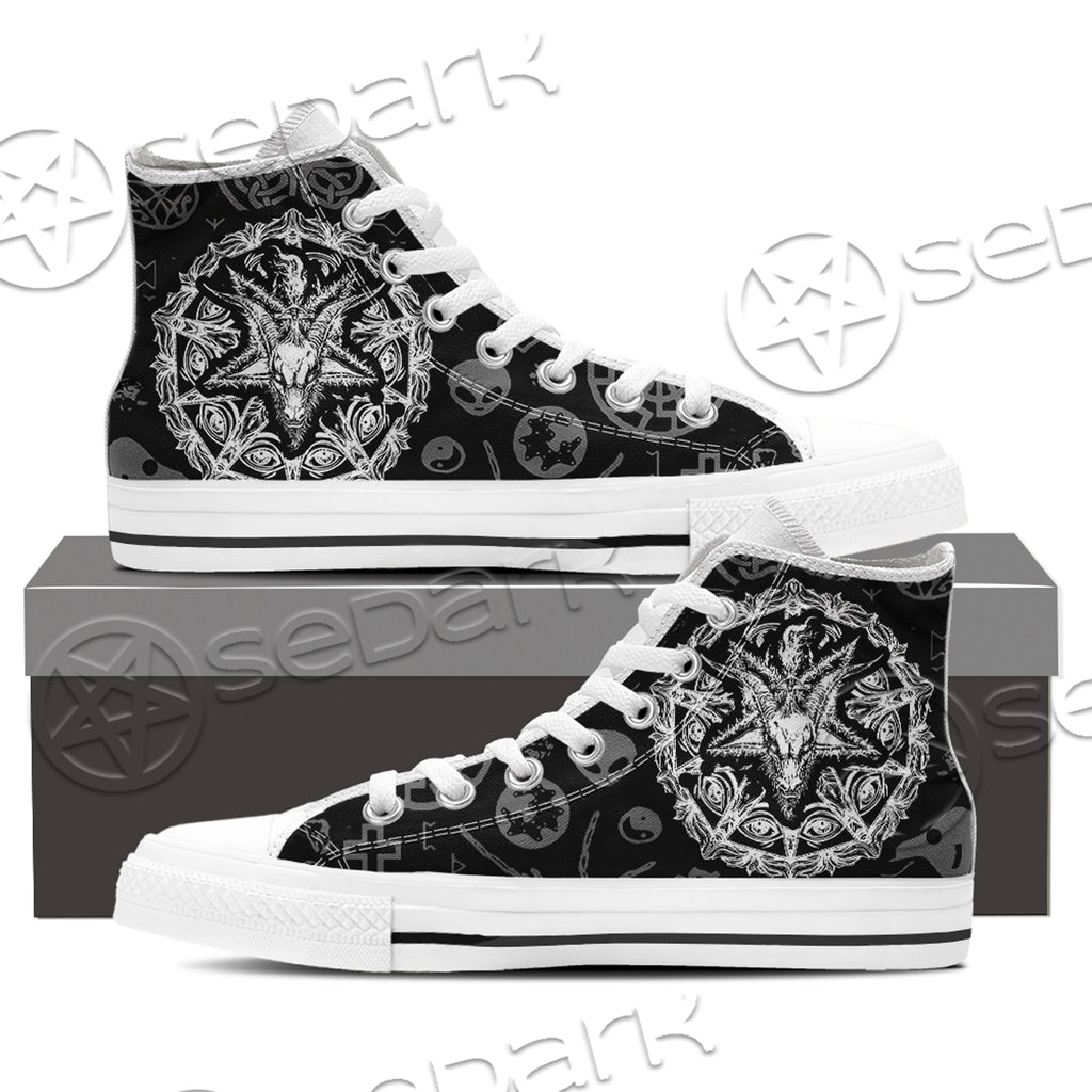 Unisex High Top Canvas Shoes - Baphomet symbol