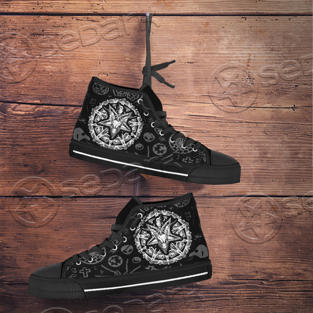 Unisex High Top Canvas Shoes - Baphomet symbol