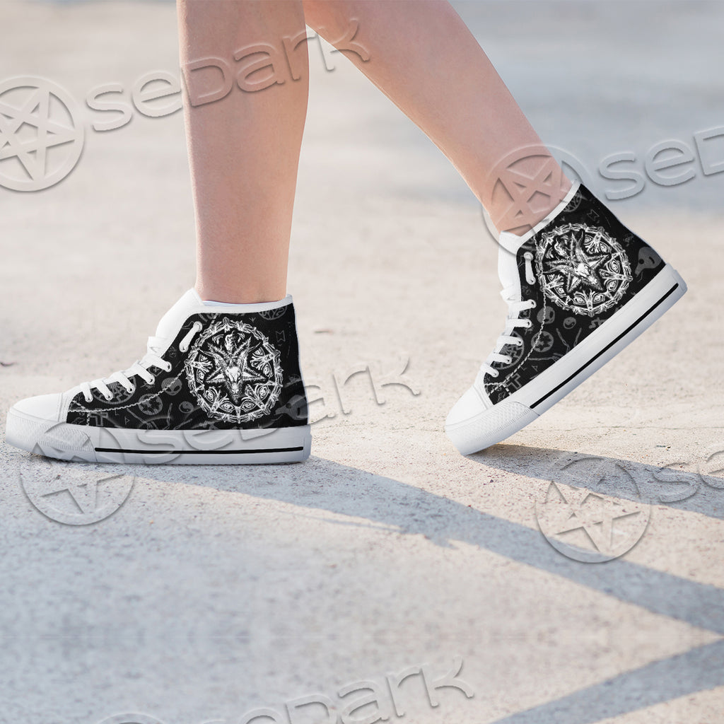 Unisex High Top Canvas Shoes - Baphomet symbol