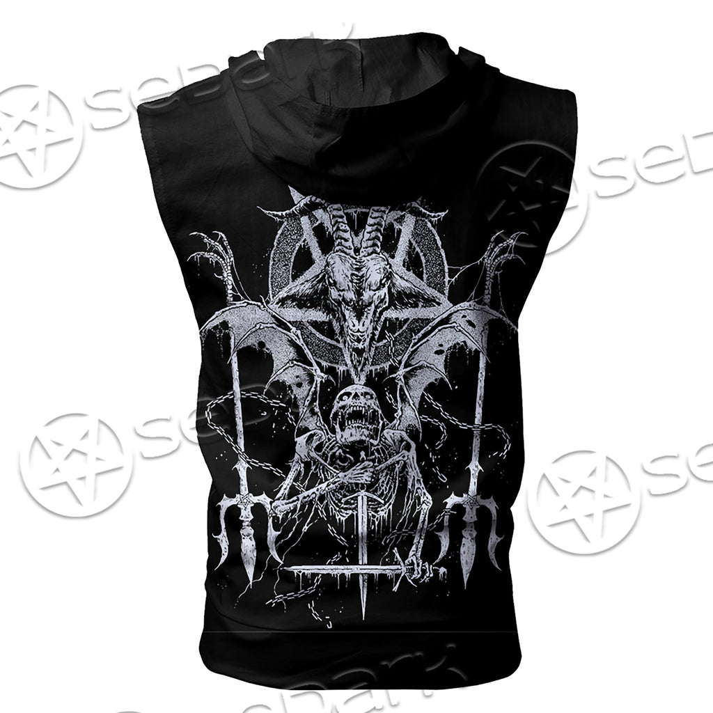 Goat Pentagram Zip-up Sleeveless Hoodie