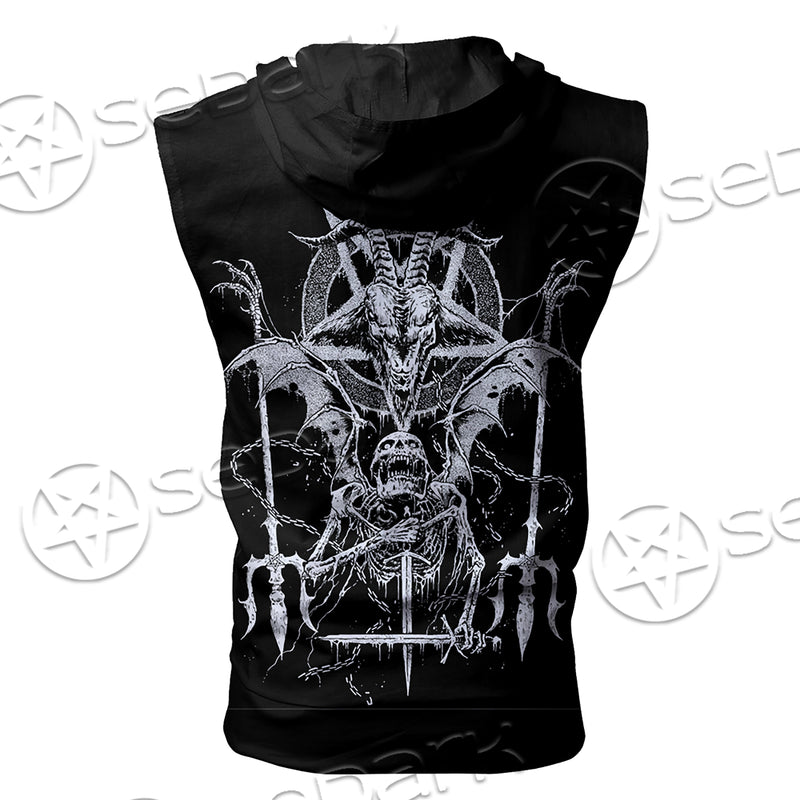 Goat Pentagram Zip-up Sleeveless Hoodie