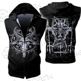 Goat Pentagram Zip-up Sleeveless Hoodie