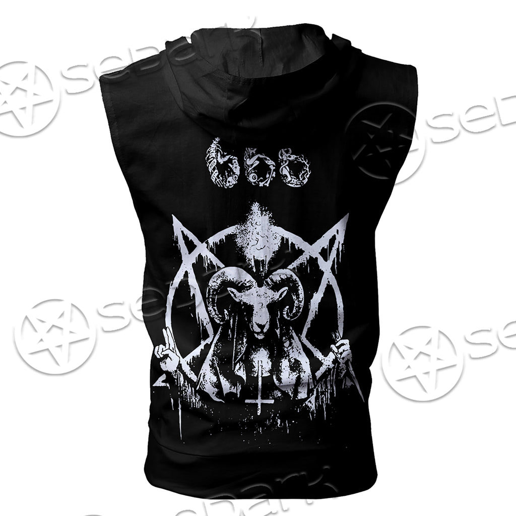 Sigil of Baphomet Zip-up Sleeveless Hoodie