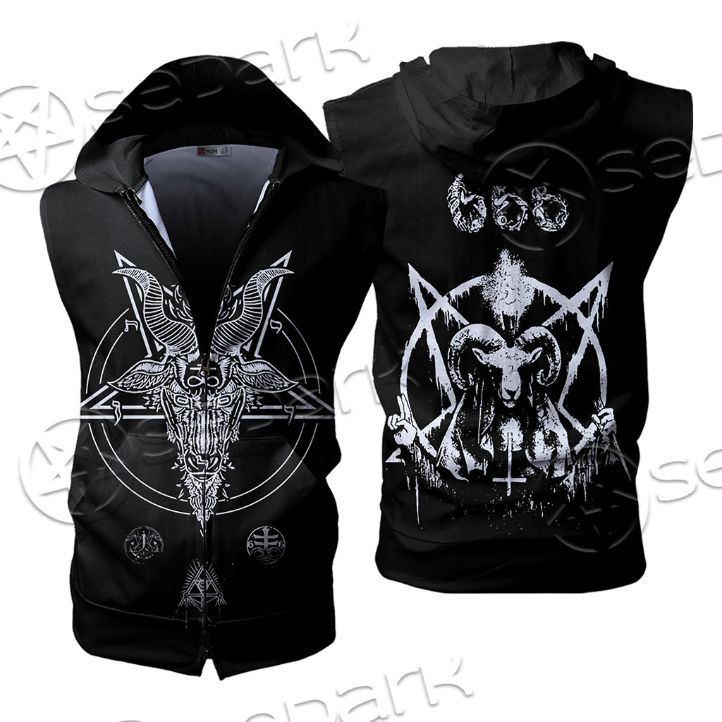 Sigil of Baphomet Zip-up Sleeveless Hoodie