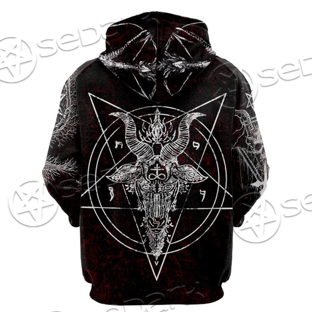 Satanic Hoodie Raglan Sleeve Zip-up