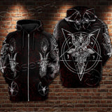 Satanic Hoodie Raglan Sleeve Zip-up