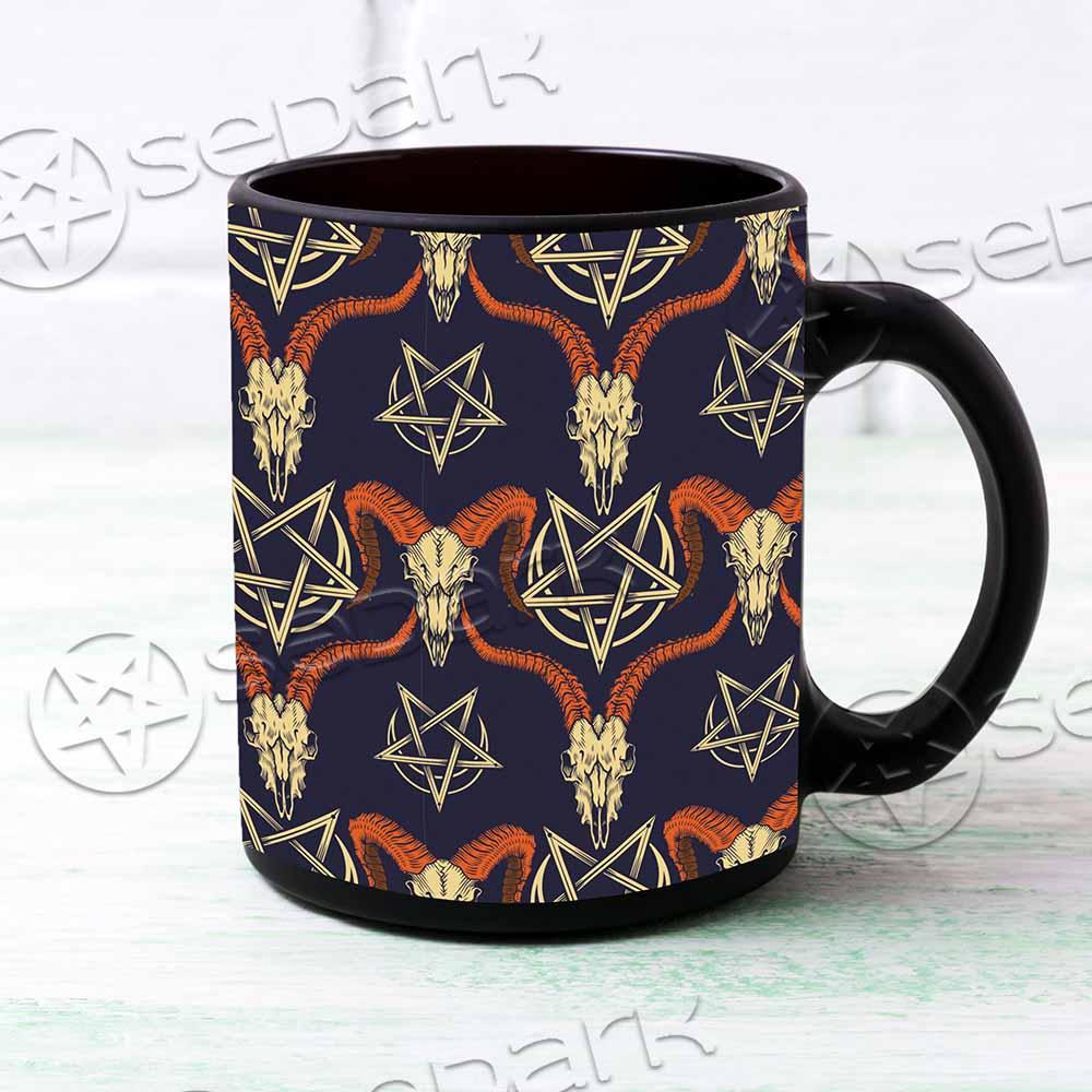 Goat Ram Skulls Pentagram Crescent Moon Mug TET-9999