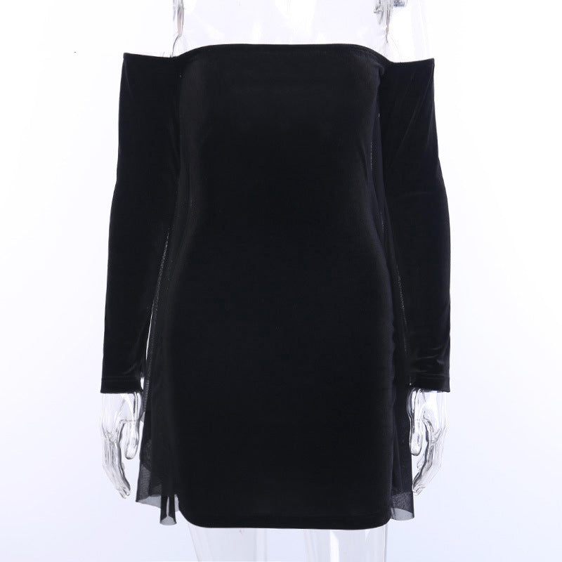 Gothic Mesh Dresses Halter Long-Sleeve