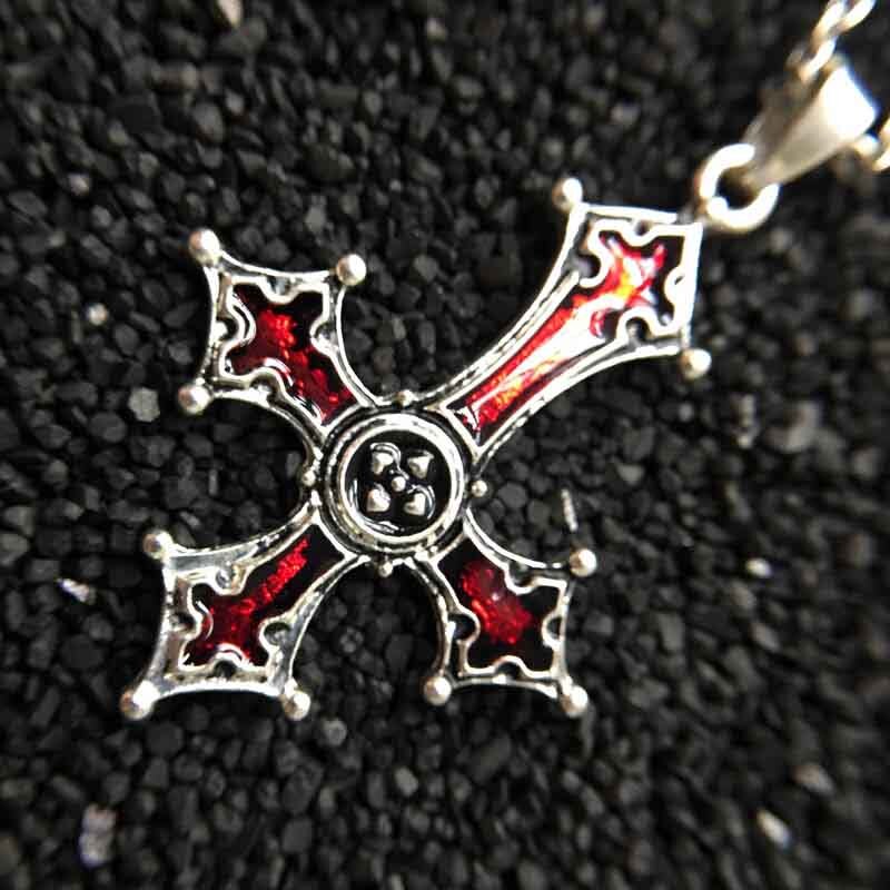 Red Red Inverted Cross Pendant