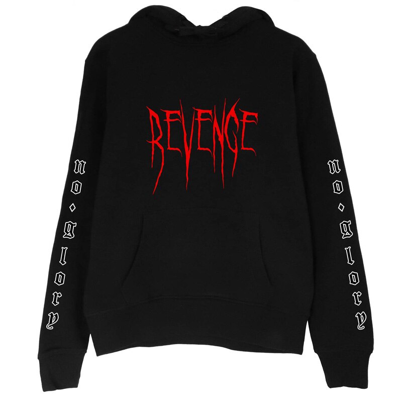 Gothic Punk Loose Letter Printed Black Hoodie