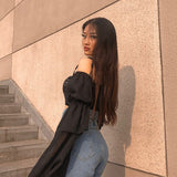 Shoulder Sexy Crop Top Long Sleeve