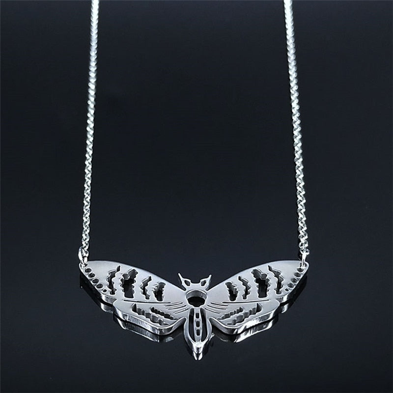 Gothic Moth Necklace Pendant