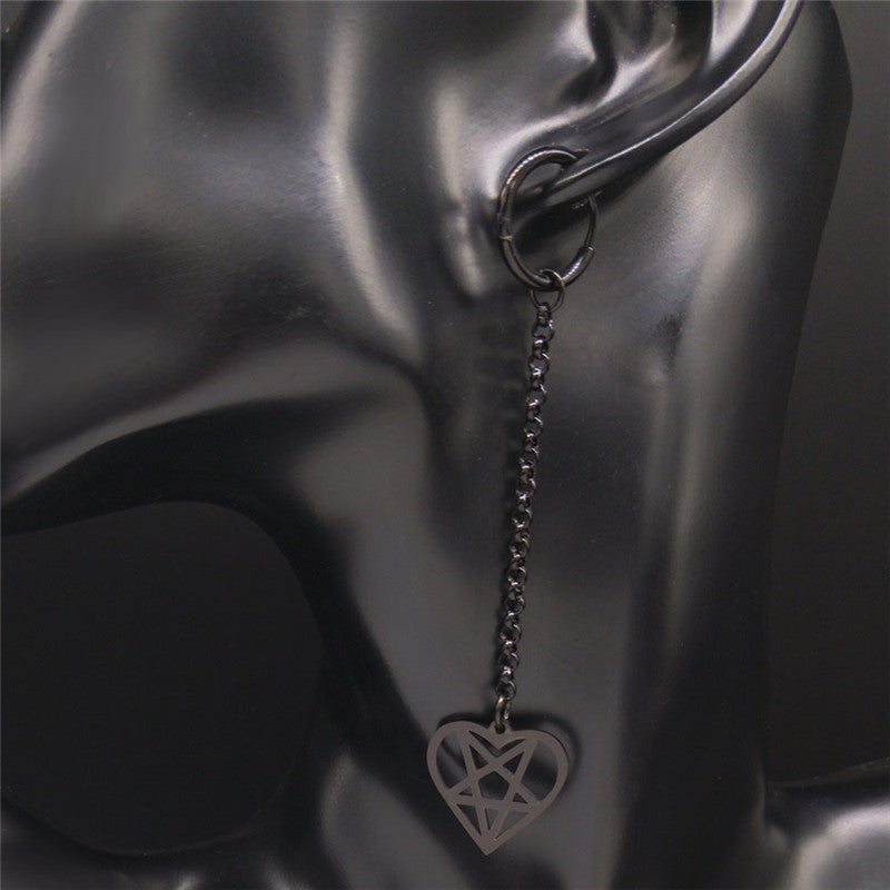 Gothic Heart Pentagram Witchcraft Earring