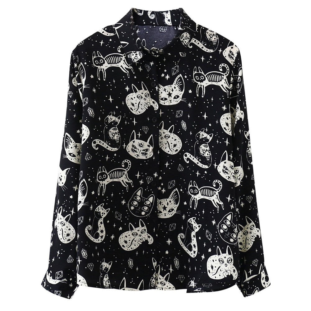 Gothic Casual Shirts Animal Print