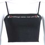 Gothic Tank Tops Backless Letter Print