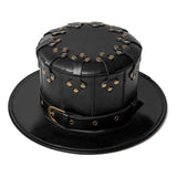 Gothic Black Riveted PU Leather Hat Halloween