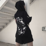 Gothic Hoodies Skull Print Zip-Up