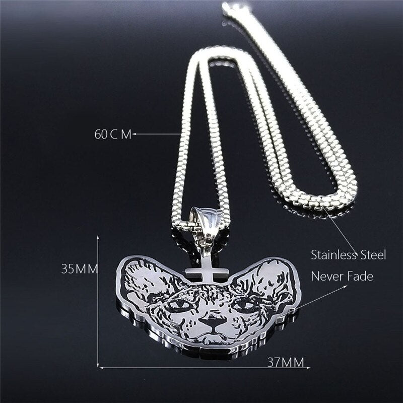 Inverted Cross Hairless Cat Necklaces