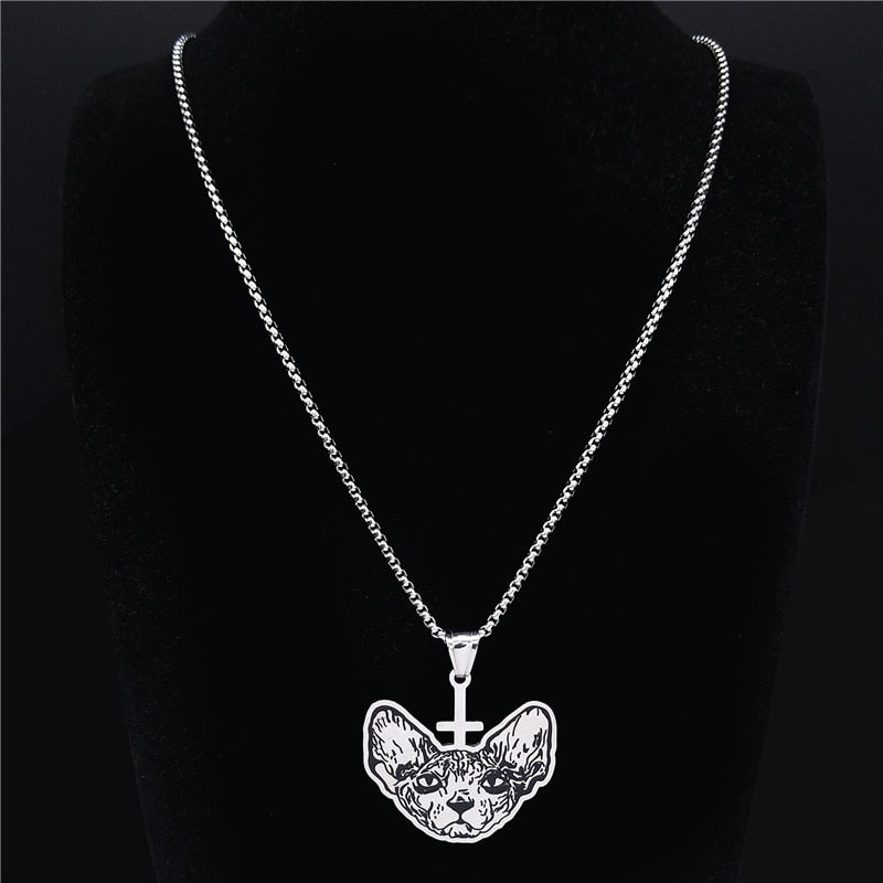 Inverted Cross Hairless Cat Necklaces