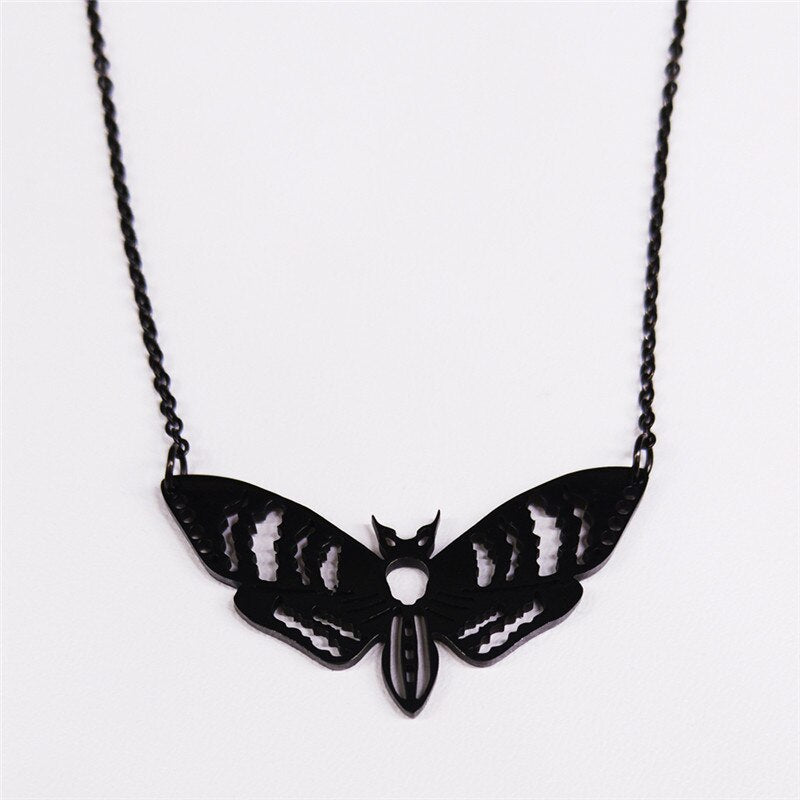 Gothic Moth Necklace Pendant