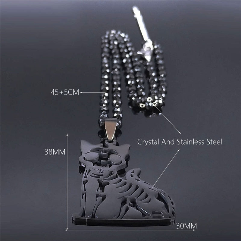 Witch Moon Cat Skull Necklace