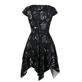 Casual Skull Print Gothic Dress Asymmetric