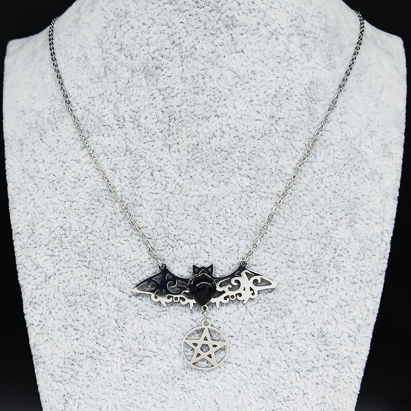 Gothic Bat Necklaces Pentagram