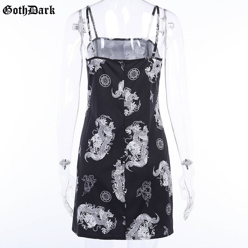 Gothic Vintage Punk Dragon Print Dresses Chic