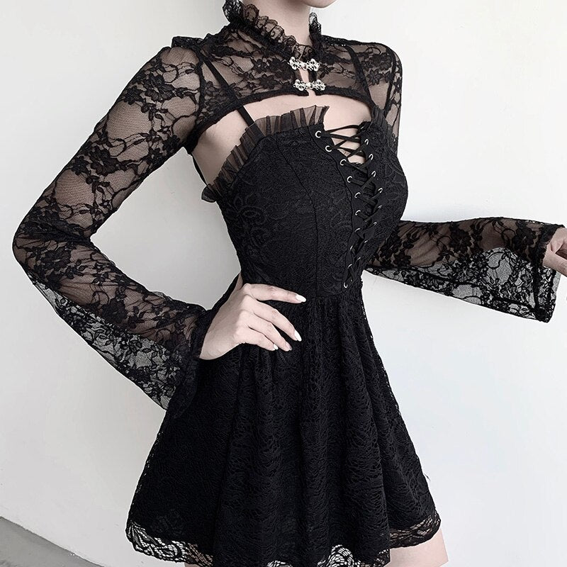 Sexy Lace Short Sweatshirts Women Tops