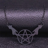 Witchcraft Pentagram Hands Stainless Steel Necklace
