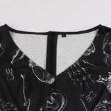 Casual Skull Print Gothic Dress Asymmetric