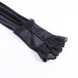 Gothic Black Vintage Lace Splice Pleated Dress