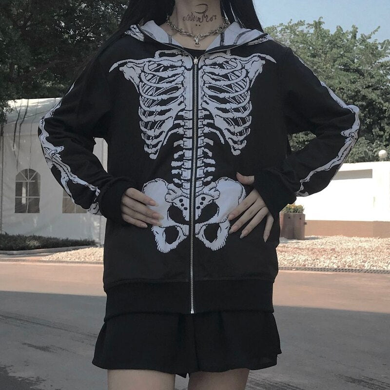Skull Printed Hooded Halloween