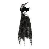 Gothic Black Dress Sexy Revealing Waist
