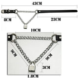 Gothic Choker Pu Leather Lock Chain