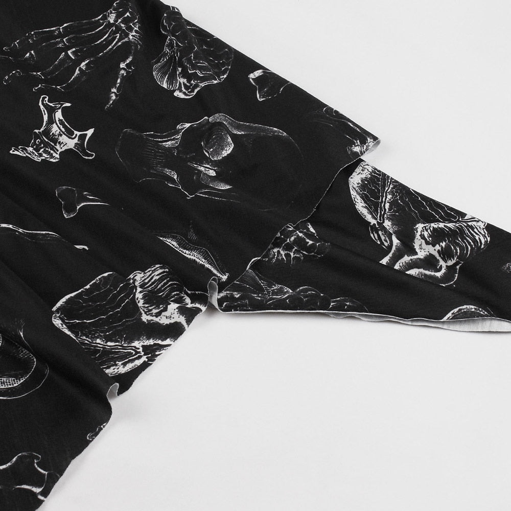 Casual Skull Print Gothic Dress Asymmetric