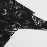 Casual Skull Print Gothic Dress Asymmetric