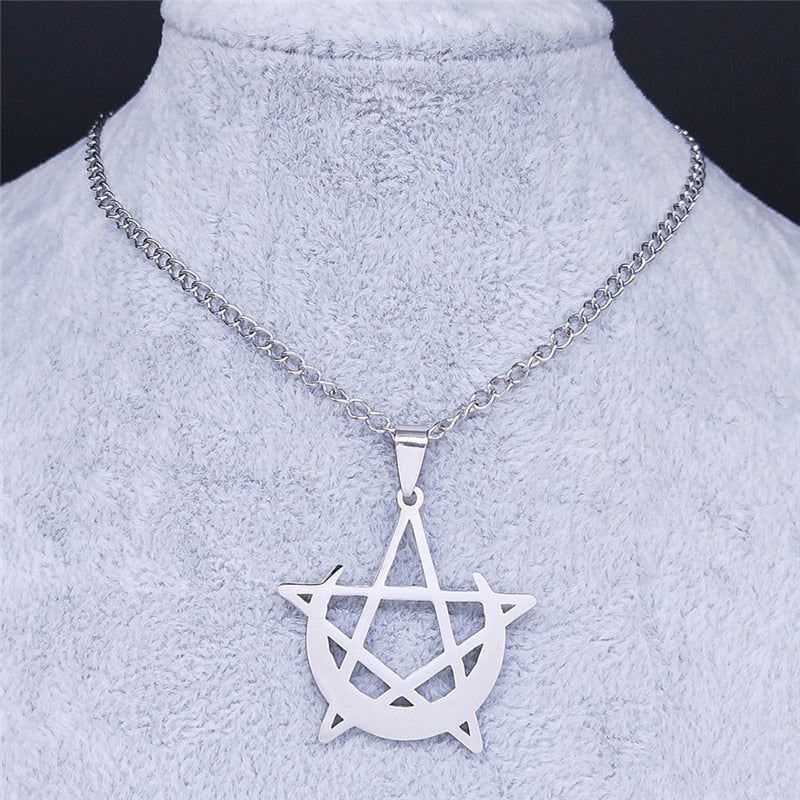 Gothic Moon and Pentagram Witchcraft Necklaces Pendants