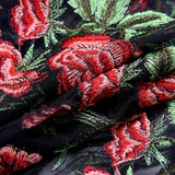 Sexy Rose Embroidery Maxi Mesh Dress